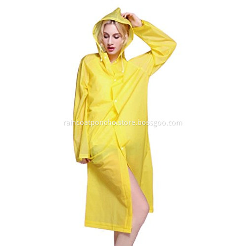 Portable Long EVA Raincoat with Hood and Sleeves
